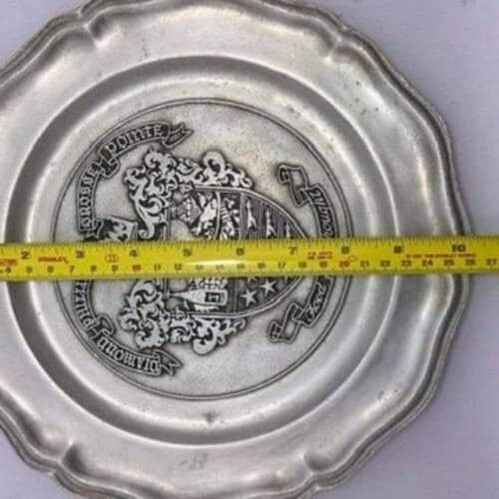 Vintage Pewter Charger Plate Diamond Phillips Old Place Rest Grosse Pointe RWP * - Picture 5 of 5